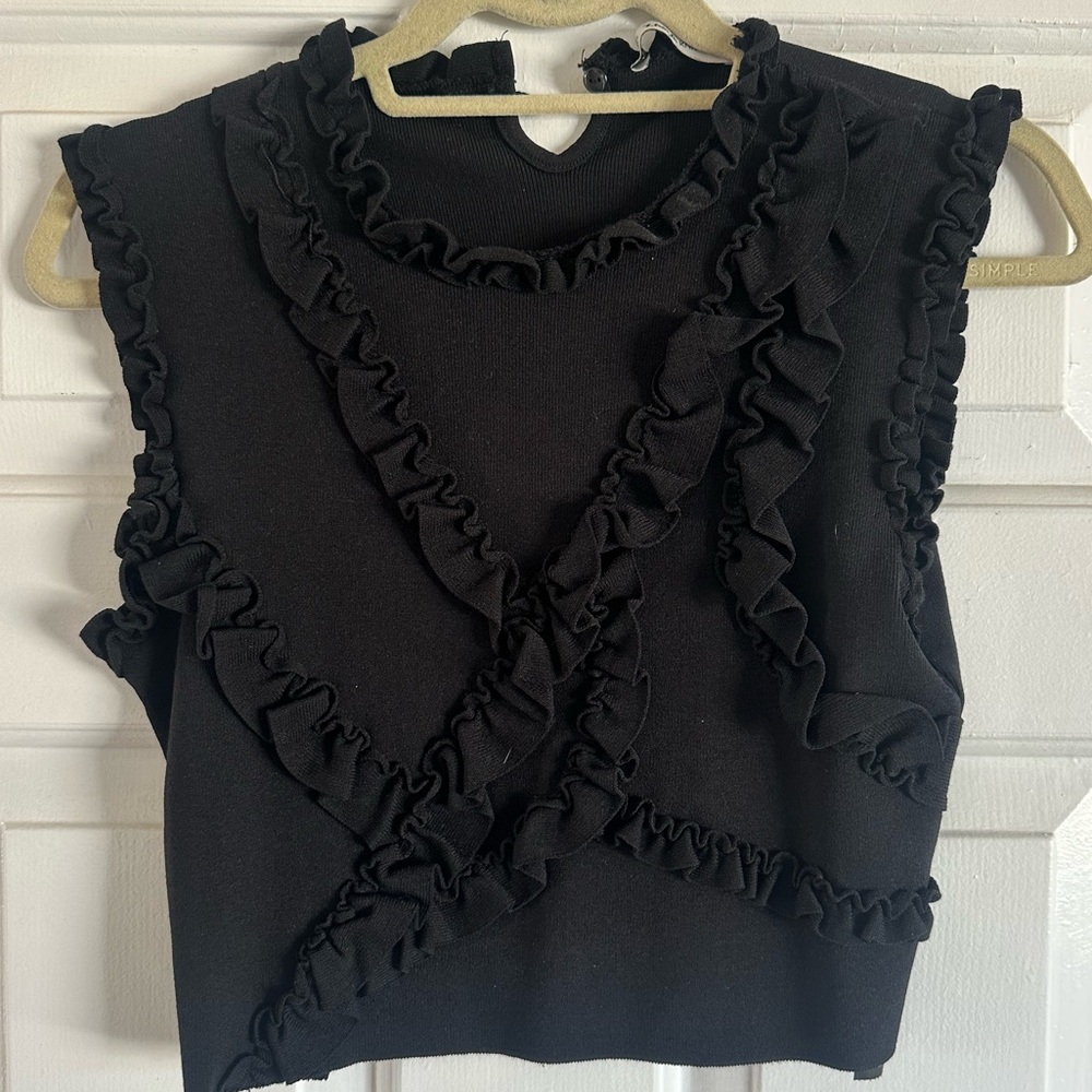 Zara Black Ruffle Crop Top